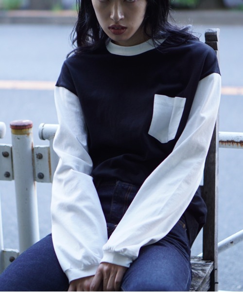 TOWNCRAFT（タウンクラフト）の「TOWN CRAFT / タウンクラフト 70S POCKET LS TEE 70S　ポケットLS シャツ（Tシャツ/カットソー・メンズ・ブラック/ブラウン・LARGE/MEDIUM）」の6枚目の写真