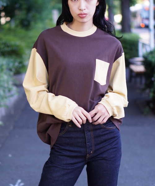 TOWNCRAFT（タウンクラフト）の「TOWN CRAFT / タウンクラフト 70S POCKET LS TEE 70S　ポケットLS シャツ（Tシャツ/カットソー・メンズ・ブラック/ブラウン・LARGE/MEDIUM）」の15枚目の写真