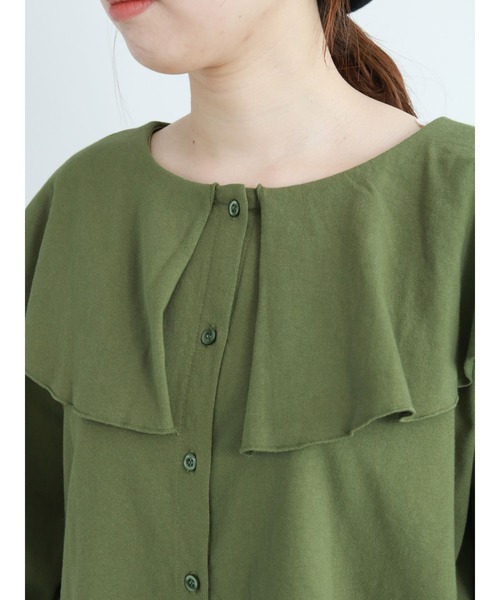 Samansa Mos2(サマンサ モスモス)の「前後着ビッグカラーカットソー(Tシャツ/カットソー・レディース・グリーン/シルバーグレー/チャコール・フリ-)」の6枚目の写真