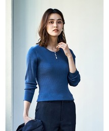 Perfect Suit FActory | パールボタンつきリブニット(ニット/セーター)