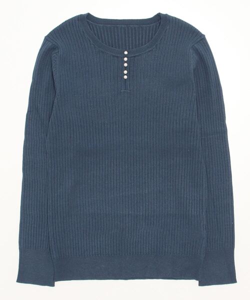 Perfect Suit FActory（パーフェクトスーツファクトリー）の「パールボタンつきリブニット（ニット/セーター・レディース・グリーン/ベージュ/ブルー・L/M/S）」の16枚目の写真