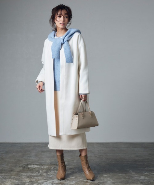 セール】メルトンノーカラーコート（ノーカラーコート）｜Pierrot