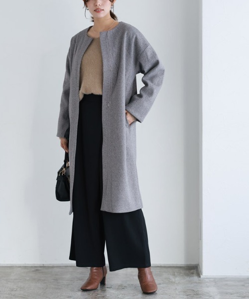 セール】メルトンノーカラーコート（ノーカラーコート）｜Pierrot