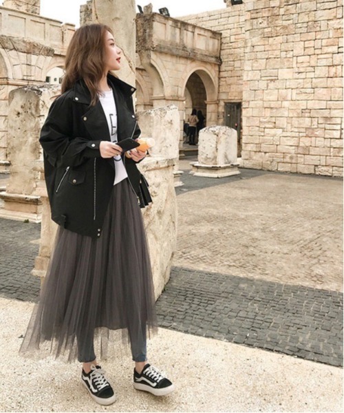 Dream garden(ドリームガーデン)の「0's 合成革ライダースジャケット(ライダースジャケット・レディース・ブラック/アイボリー・MEDIUM/LARGE)」の17枚目の写真