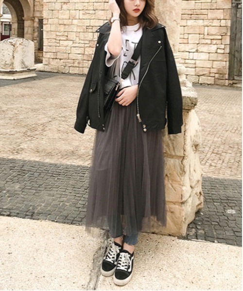 Dream garden(ドリームガーデン)の「0's 合成革ライダースジャケット(ライダースジャケット・レディース・ブラック/アイボリー・MEDIUM/LARGE)」の21枚目の写真