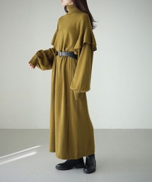 cheriella | 【cheriella】【WEB限定】ベルト付きマルチ丈肩フリルニットワンピース/着丈調整自由(ワンピース)