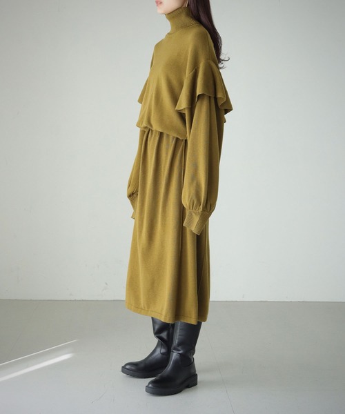 cheriella（シェリエラ）の「【cheriella】【WEB限定】ベルト付きマルチ丈肩フリルニットワンピース/着丈調整自由（ワンピース・レディース・モカ/ブラック/カーキ・M）」の20枚目の写真