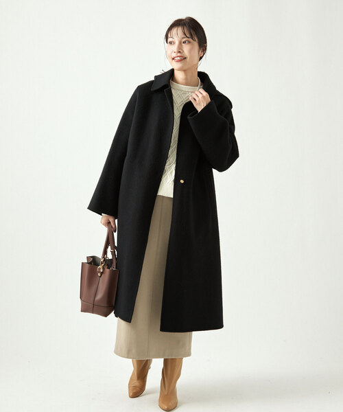 IENA ダブルフェイスフードコート Sサイズ ブラック 金ボタン IENA（イエナ）の「ダブルフェイスフードコート（その他アウター