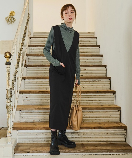 Crisp（クリスプ）の「バックストラップジャンパースカート（ジャンパースカート・レディース・ブラック/ネイビー/ピンク・FREE）」の10枚目の写真