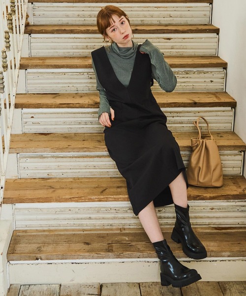 Crisp（クリスプ）の「バックストラップジャンパースカート（ジャンパースカート・レディース・ブラック/ネイビー/ピンク・FREE）」の7枚目の写真