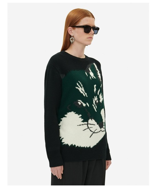 Maison Kitsune（メゾンキツネ）の「OVERSIZE FOX HEAD JACQUARD PULLOVER（ニット/セーター・メンズ・カーキ系/ブラック・S/L/XS/M）」の8枚目の写真