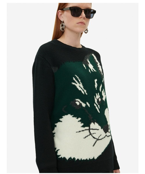 Maison Kitsune（メゾンキツネ）の「OVERSIZE FOX HEAD JACQUARD PULLOVER（ニット/セーター・メンズ・カーキ系/ブラック・S/L/XS/M）」の9枚目の写真