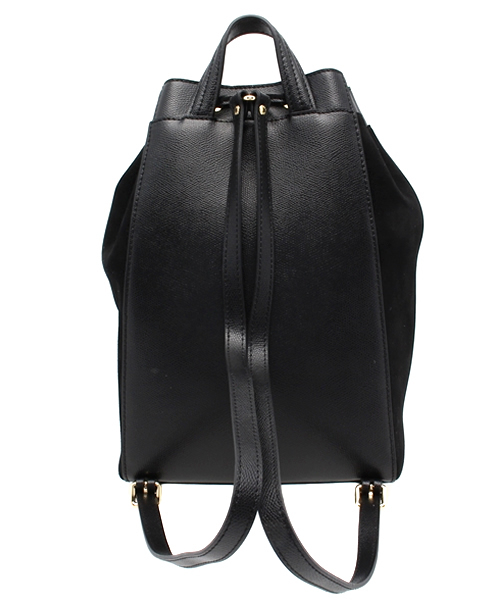 ラシット　巾着リュック　リュック　russet 黒　ブラック russet（ラシット）の「巾着型フリンジリュックサック【leather