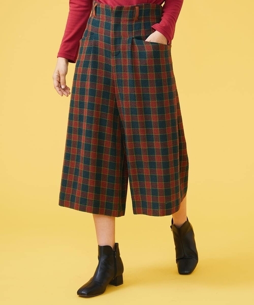 Jocomomola(ホコモモラ)の「Enredar オリジナルチェックパンツ(その他パンツ・レディース・レッド/パープル・40)」の1枚目の写真