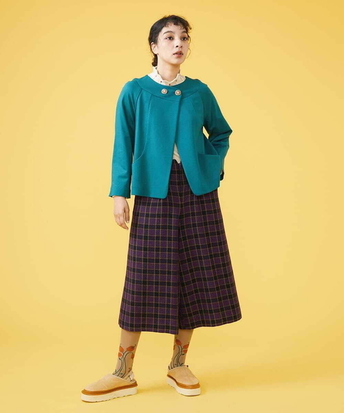 Jocomomola(ホコモモラ)の「Enredar オリジナルチェックパンツ(その他パンツ・レディース・レッド/パープル・40)」の12枚目の写真