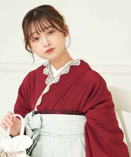 utatane(ウタタネ)の「袴セット utatane ちりめん(着物・レディース・レッド・M/L/LL)」の1枚目の写真