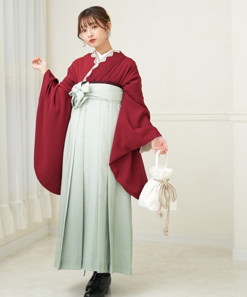 utatane(ウタタネ)の「袴セット utatane ちりめん(着物・レディース・レッド・M/L/LL)」の2枚目の写真
