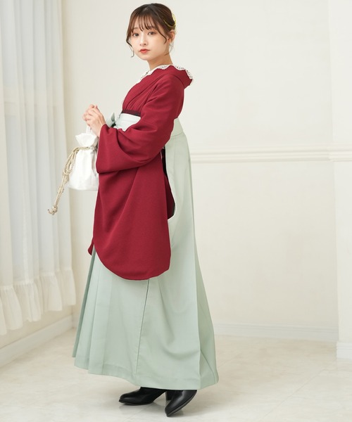 utatane(ウタタネ)の「袴セット utatane ちりめん(着物・レディース・レッド・M/L/LL)」の3枚目の写真
