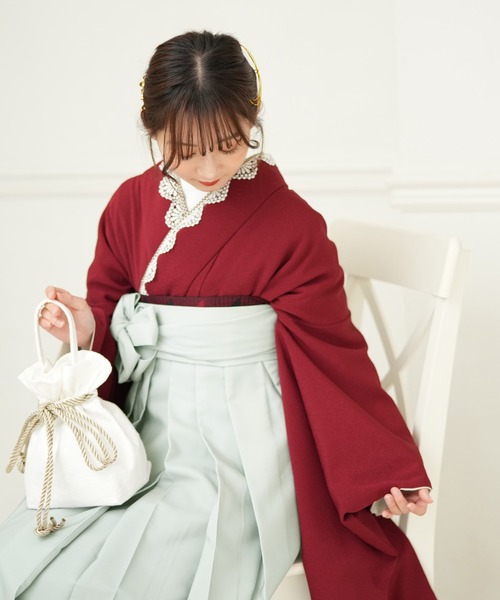 utatane(ウタタネ)の「袴セット utatane ちりめん(着物・レディース・レッド・M/L/LL)」の5枚目の写真
