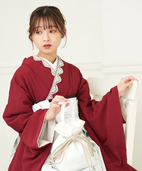 utatane(ウタタネ)の「袴セット utatane ちりめん(着物・レディース・レッド・M/L/LL)」の6枚目の写真