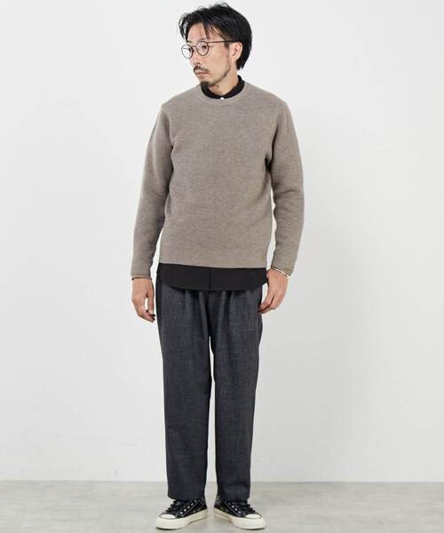 MEN'S MELROSE（メンズメルローズ）の「イージーケアリップルクルーネックニット（ニット/セーター・メンズ・グレイッシュベージュ/ライトベージュ/パープル/グリーン/ネイビー・4/3）」の22枚目の写真