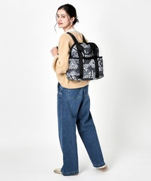 ●734 良品 LeSportsac レスポ リュック パッチワーク風 青系 ○734 良品 LeSportsac レスポ リュック パッチワーク風 青系