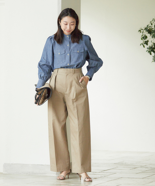 JOURNAL STANDARD L'ESSAGEシャンブレーパフスリーブシャツ journal standard L'essage（ジャーナルスタンダードレサージュ