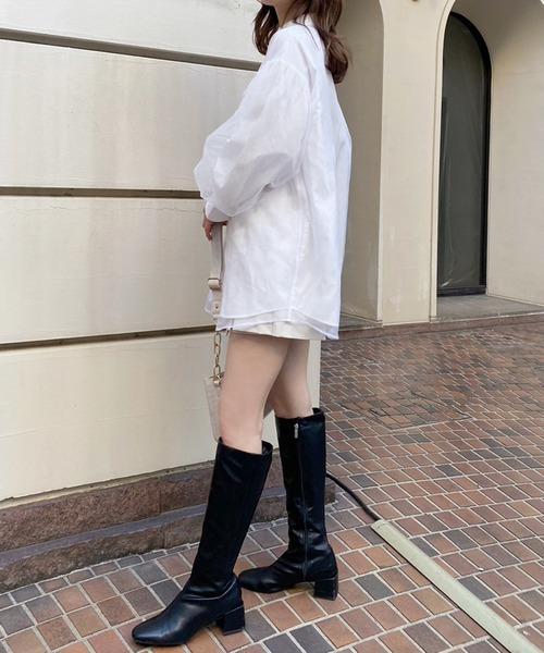 one after another NICE CLAUP(ワンアフターアナザーナイスクラップ)の「オーガンジーロングシャツ(シャツ/ブラウス・レディース・ホワイト/グレー/ホワイト系その他/ピンクベージュ・FREE)」の6枚目の写真