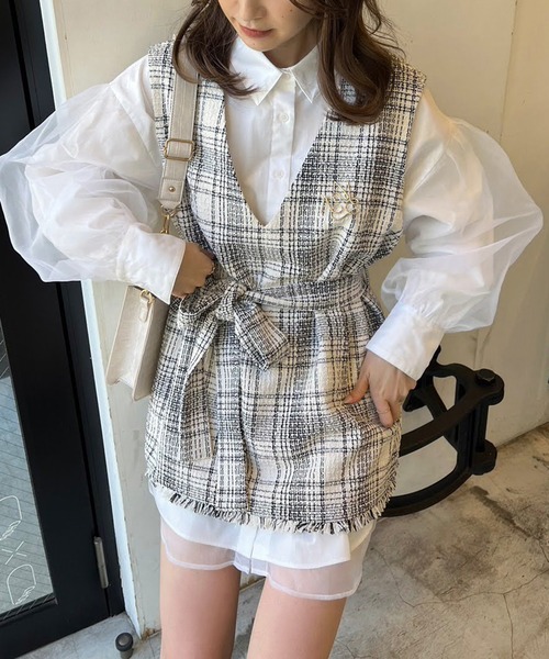 one after another NICE CLAUP(ワンアフターアナザーナイスクラップ)の「オーガンジーロングシャツ(シャツ/ブラウス・レディース・ホワイト/グレー/ホワイト系その他/ピンクベージュ・FREE)」の16枚目の写真