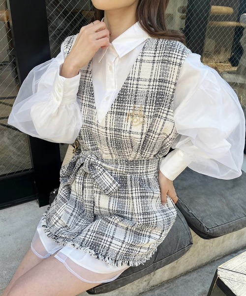 one after another NICE CLAUP(ワンアフターアナザーナイスクラップ)の「オーガンジーロングシャツ(シャツ/ブラウス・レディース・ホワイト/グレー/ホワイト系その他/ピンクベージュ・FREE)」の15枚目の写真