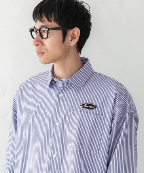 coca（coca）（コカ）の「メンズワッペンストライプシャツ（シャツ/ブラウス・メンズ・ブラック/ブルー・M/L/XL）」の10枚目の写真