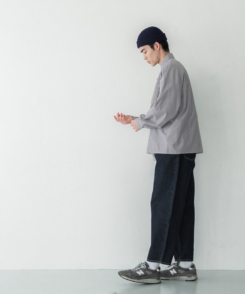 coca（coca）（コカ）の「メンズワッペンストライプシャツ（シャツ/ブラウス・メンズ・ブラック/ブルー・M/L/XL）」の4枚目の写真