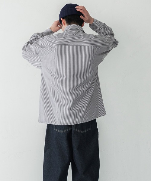 coca（coca）（コカ）の「メンズワッペンストライプシャツ（シャツ/ブラウス・メンズ・ブラック/ブルー・M/L/XL）」の5枚目の写真