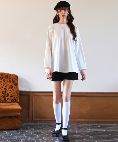 SAISON DE PAPILLON(セゾンドパピヨン)の「ゆったりシルエカットソートトップス(Tシャツ/カットソー・レディース・ホワイト/ネイビー/ピンク/ブラック/ベージュ・L/M/S)」の20枚目の写真