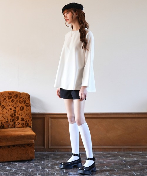 SAISON DE PAPILLON(セゾンドパピヨン)の「ゆったりシルエカットソートトップス(Tシャツ/カットソー・レディース・ホワイト/ネイビー/ピンク/ブラック/ベージュ・L/M/S)」の6枚目の写真