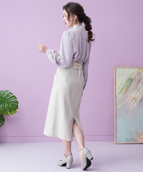 ASTORIA ODIER（アストリアオディール）の「グログランリボン配色ブラウス（シャツ/ブラウス・レディース・ラベンダー/ミント/ピンクベージュ/ホワイト/ベージュ・SMALL/MEDIUM）」の15枚目の写真