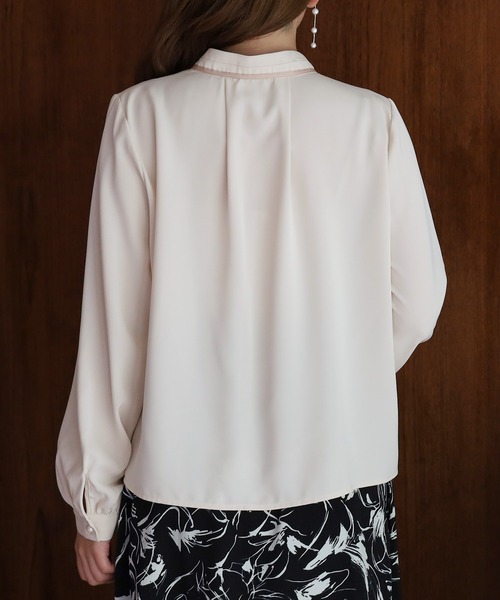 ASTORIA ODIER（アストリアオディール）の「グログランリボン配色ブラウス（シャツ/ブラウス・レディース・ラベンダー/ミント/ピンクベージュ/ホワイト/ベージュ・SMALL/MEDIUM）」の19枚目の写真