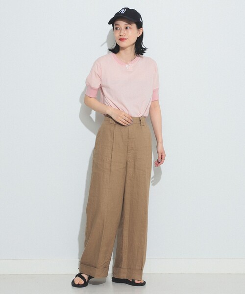 BEAMS BOY(ビームスボーイ)の「BEAMS BOY / バックディテール 1B ヘンリーネック Tシャツ(Tシャツ/カットソー・レディース・チャコールグレー/クリーム/ナチュラル/レッド系その他2/ミント/ブルー系その他・ONE SIZE)」の15枚目の写真