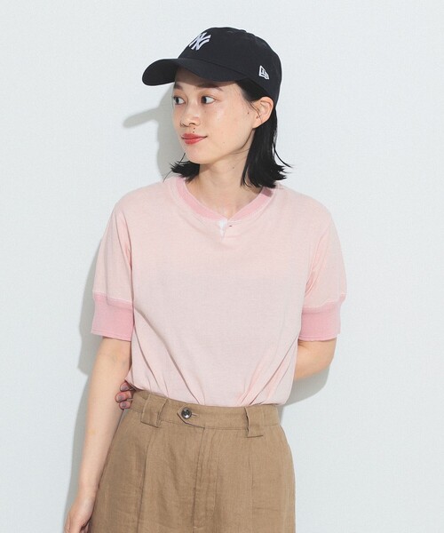 BEAMS BOY(ビームスボーイ)の「BEAMS BOY / バックディテール 1B ヘンリーネック Tシャツ(Tシャツ/カットソー・レディース・チャコールグレー/クリーム/ナチュラル/レッド系その他2/ミント/ブルー系その他・ONE SIZE)」の21枚目の写真