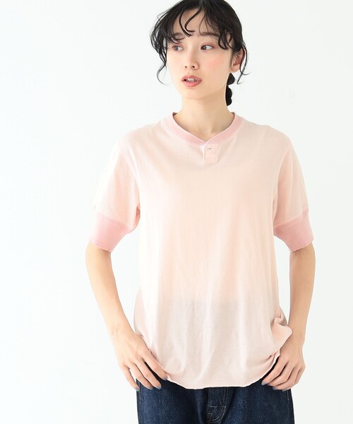 BEAMS BOY(ビームスボーイ)の「BEAMS BOY / バックディテール 1B ヘンリーネック Tシャツ(Tシャツ/カットソー・レディース・チャコールグレー/クリーム/ナチュラル/レッド系その他2/ミント/ブルー系その他・ONE SIZE)」の9枚目の写真