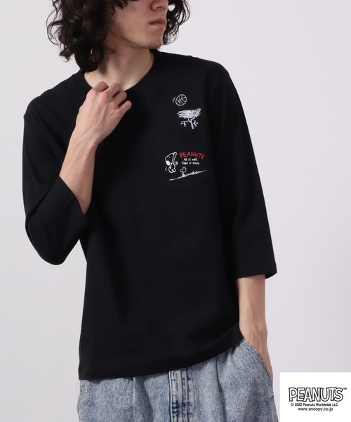 PEANUTS(ピーナッツ)の「PEANUTS スヌーピー ラグラン7分袖 Tシャツ(Tシャツ/カットソー・レディース・ホワイト系その他2/ブラック/ブラック系その他/ホワイト系その他/オフホワイト/ベージュ系その他2/ベージュ系その他/ネイビー/杢グレー/オートミール/ラベンダー/カーキ・L/M/LL)」の6枚目の写真