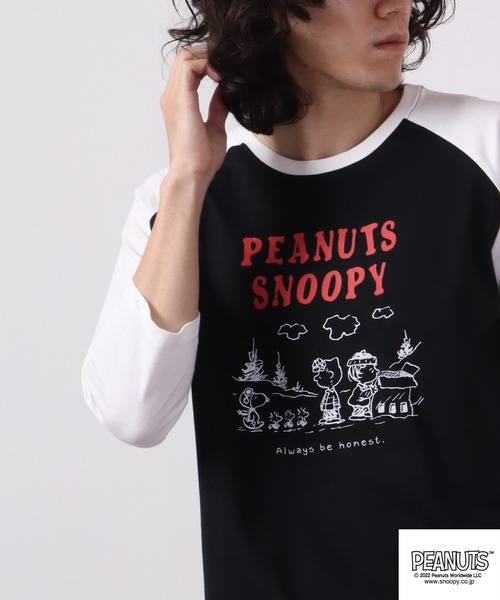 PEANUTS(ピーナッツ)の「PEANUTS スヌーピー ラグラン7分袖 Tシャツ(Tシャツ/カットソー・レディース・ホワイト系その他2/ブラック/ブラック系その他/ホワイト系その他/オフホワイト/ベージュ系その他2/ベージュ系その他/ネイビー/杢グレー/オートミール/ラベンダー/カーキ・L/M/LL)」の21枚目の写真