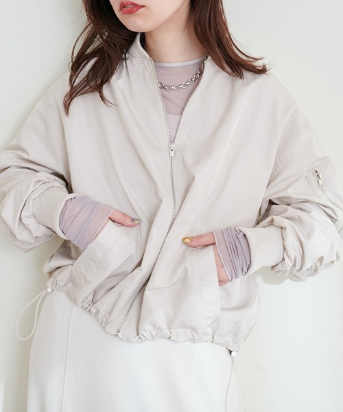 natural couture（ナチュラルクチュール）の「ショートMA-1（ブルゾン・レディース・ブラック/カーキ/アイボリー・FREE）」の10枚目の写真