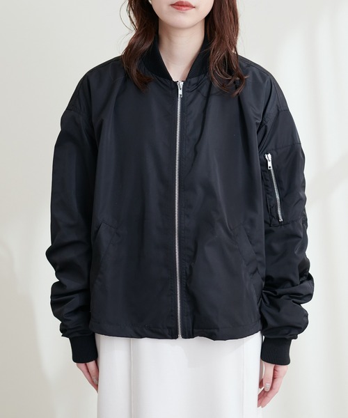 natural couture（ナチュラルクチュール）の「ショートMA-1（ブルゾン・レディース・ブラック/カーキ/アイボリー・FREE）」の18枚目の写真