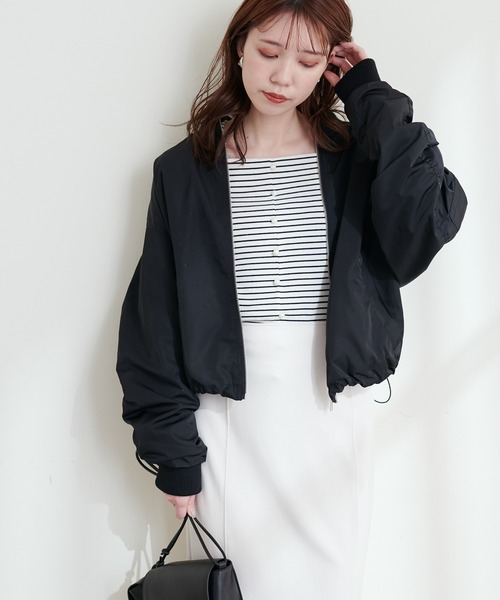 natural couture（ナチュラルクチュール）の「ショートMA-1（ブルゾン・レディース・ブラック/カーキ/アイボリー・FREE）」の7枚目の写真