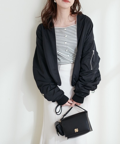 natural couture（ナチュラルクチュール）の「ショートMA-1（ブルゾン・レディース・ブラック/カーキ/アイボリー・FREE）」の17枚目の写真