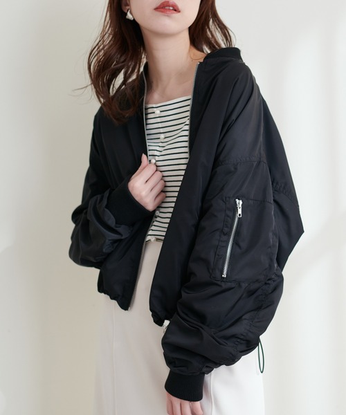 natural couture（ナチュラルクチュール）の「ショートMA-1（ブルゾン・レディース・ブラック/カーキ/アイボリー・FREE）」の20枚目の写真