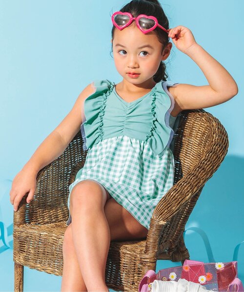 BREEZE(ブリーズ)の「【UVカット】チュールフリルワンピース水着(水着・キッズ・ミント/ピンク・110/130/120/80/90/140/100)」の3枚目の写真