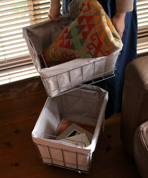 BRID（ブリッド）の「.ブリッド スタッキングバスケット 2段 収納 / BRID STACKING BASKET with CASTER WASHABLE COVER［02］（収納グッズ・レディース・ホワイト/ライトグレー/ベージュ/ブラウン/ダークグレー・ONE SIZE）」の3枚目の写真