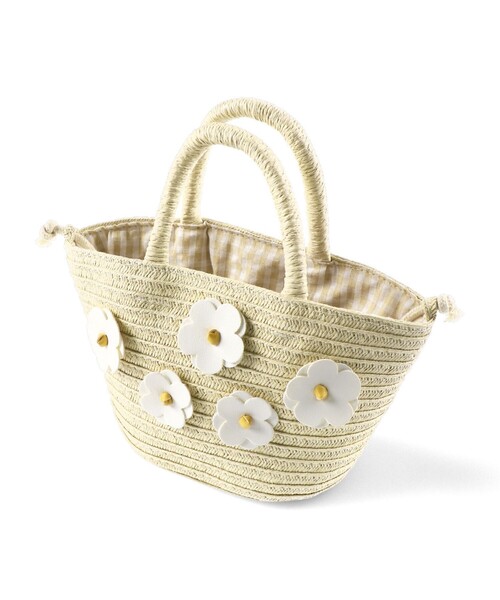 BRANSHES(ブランシェス)の「お花モチーフ付き2WAYバッグ(かごバッグ・キッズ・ベージュ・FREE)」の2枚目の写真